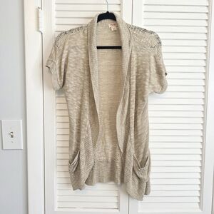 Women's Beige Open-Front Sweater